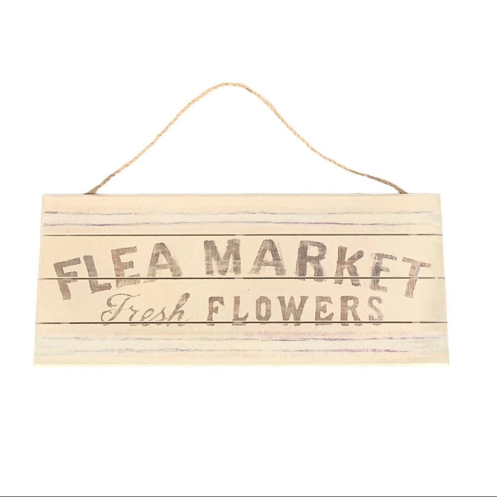 The Spring Shop White Flea Market MDF Wood Sign
